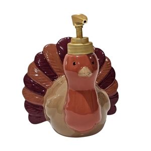 Thanksgiving Turkey Ceramic Soap or Lotion Pump Dispenser Autumn Tom Turkey